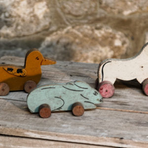 Les 3 compères - Ane, canard, lièvre - jeux de plancher en bois à tirer