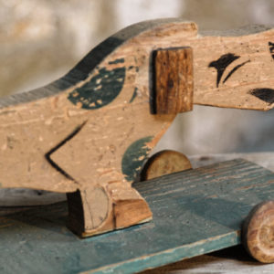 Chien en bois à roulettes - jeu de plancher à tirer