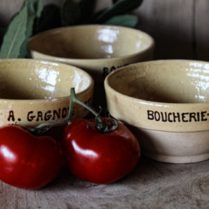 Lot de 3 bols publicitaires en grés bicolores