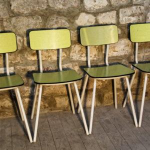 VENDU - 4 chaises vintage en formica jaune