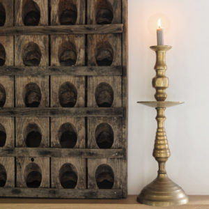 Grand bougeoir à disque en laiton bronze