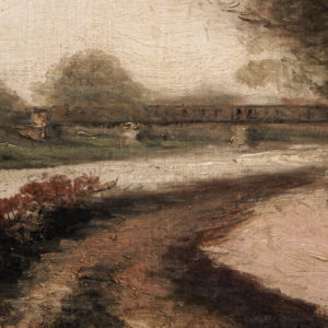Huile sur toile Paul Louis Morizet, bord de rivière, XIXème siècle