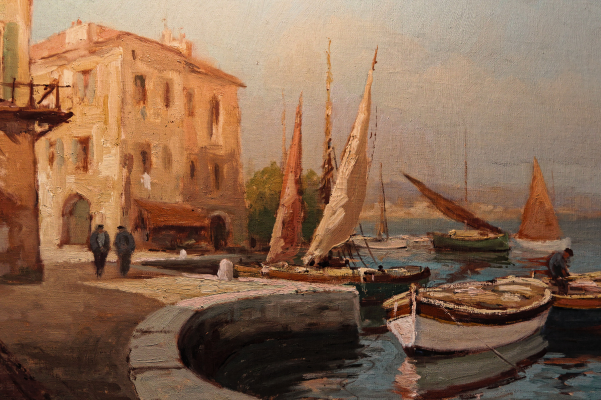 Huile sur toile, port de Méditerranée, Signée A. Normand – Image 3
