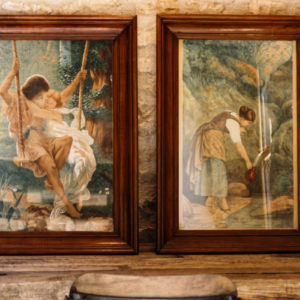 2 grandes aquarelles signées E Delpy (1889 et 1903), l'un d'après Auguste Cot