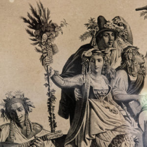 Paire de lithographies Lordereau Paris encadrées : Les Moissonneurs et Le retour de la fête