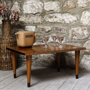 Table basse vintage style scandinave, pieds compas