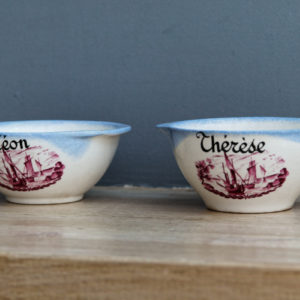 Anciens bols patronymiques à oreilles Leon et Thérèse