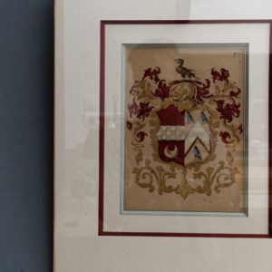 Grand cadre, figurant un blason à l'aquarelle