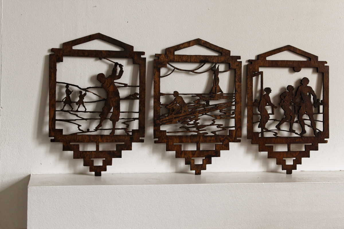 3 planches chantournées, art déco, thématique sport – Image 7