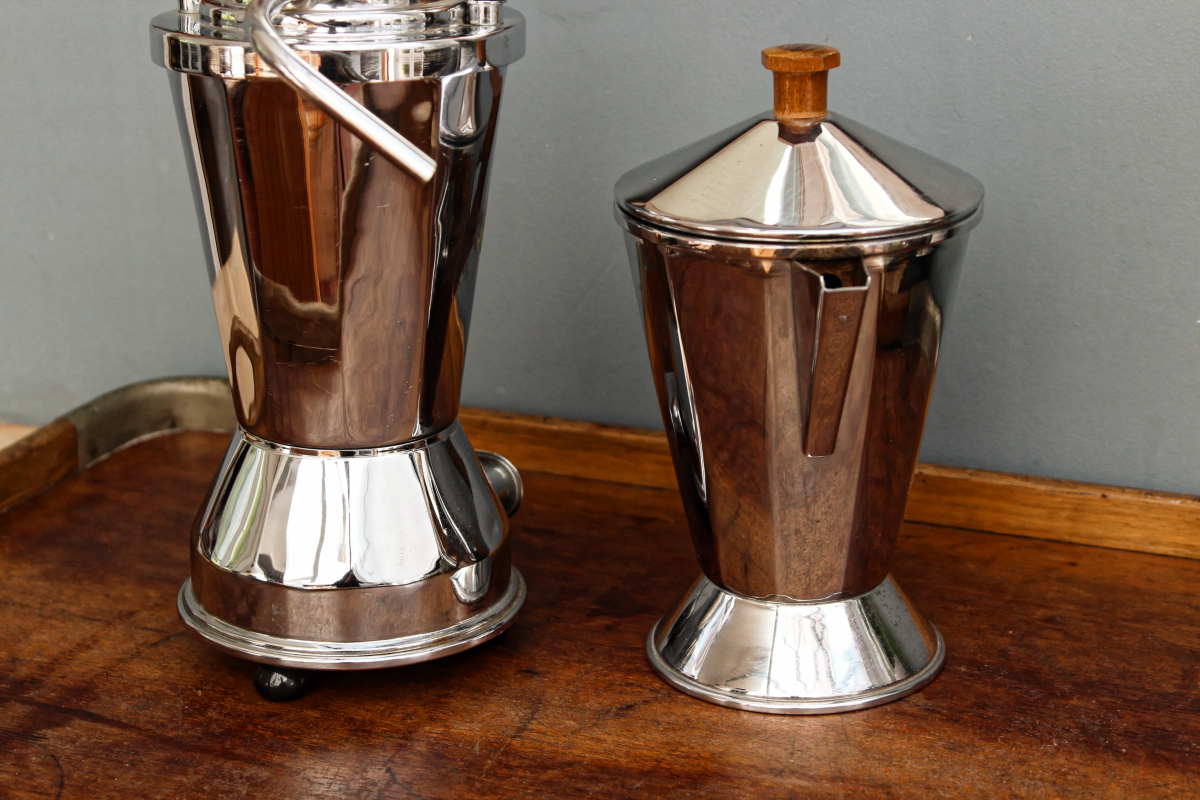 Cafetière Expresso chrome et bois années 50, marque JAM – Image 6