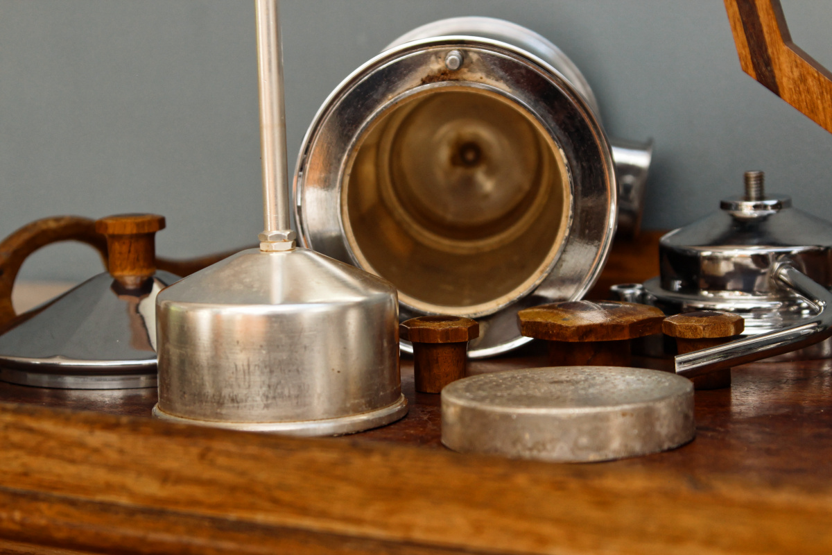 Cafetière Expresso chrome et bois années 50, marque JAM – Image 3