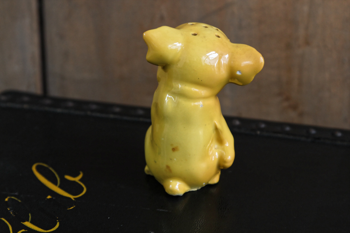 Salière Germany en porcelaine, petit chien jaune – Image 4