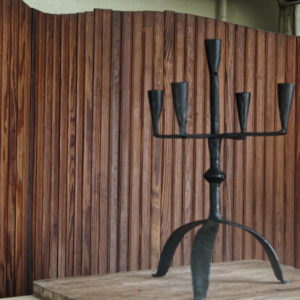 Bougeoir en fer forgé, 5 feux