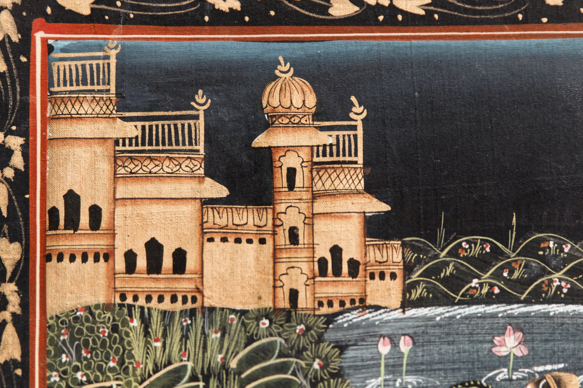 Série de 4 peintures sur soie - origine Inde (Moghol) – Image 2