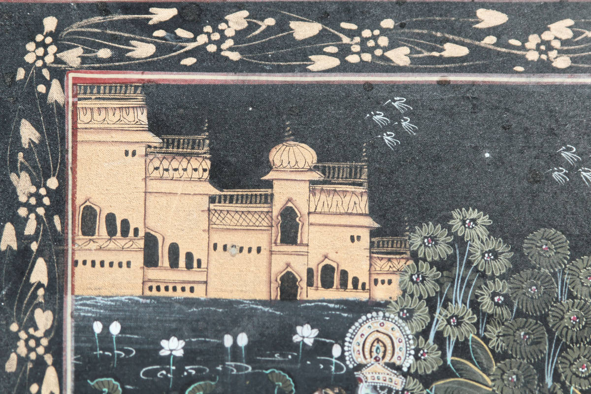 Série de 4 peintures sur soie - origine Inde (Moghol) – Image 7