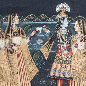 Série de 4 peintures sur soie - origine Inde (Moghol)