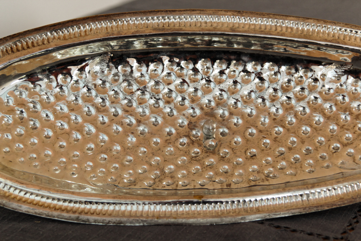 Ancien plat à poisson en métal argenté – Image 2