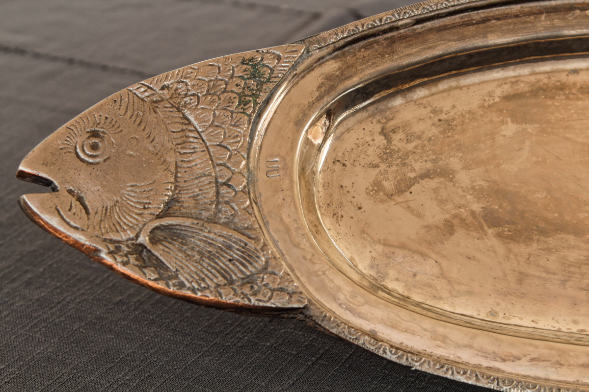 Ancien plat à poisson en métal argenté – Image 13