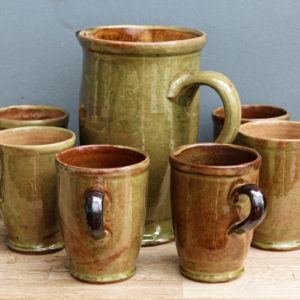 Service à orangeade en terre cuite vernissée