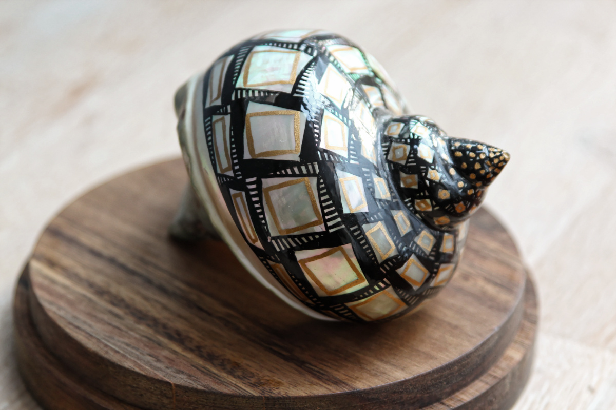 RESERVE - Trio de coquillages décorés - sous globes – Image 3