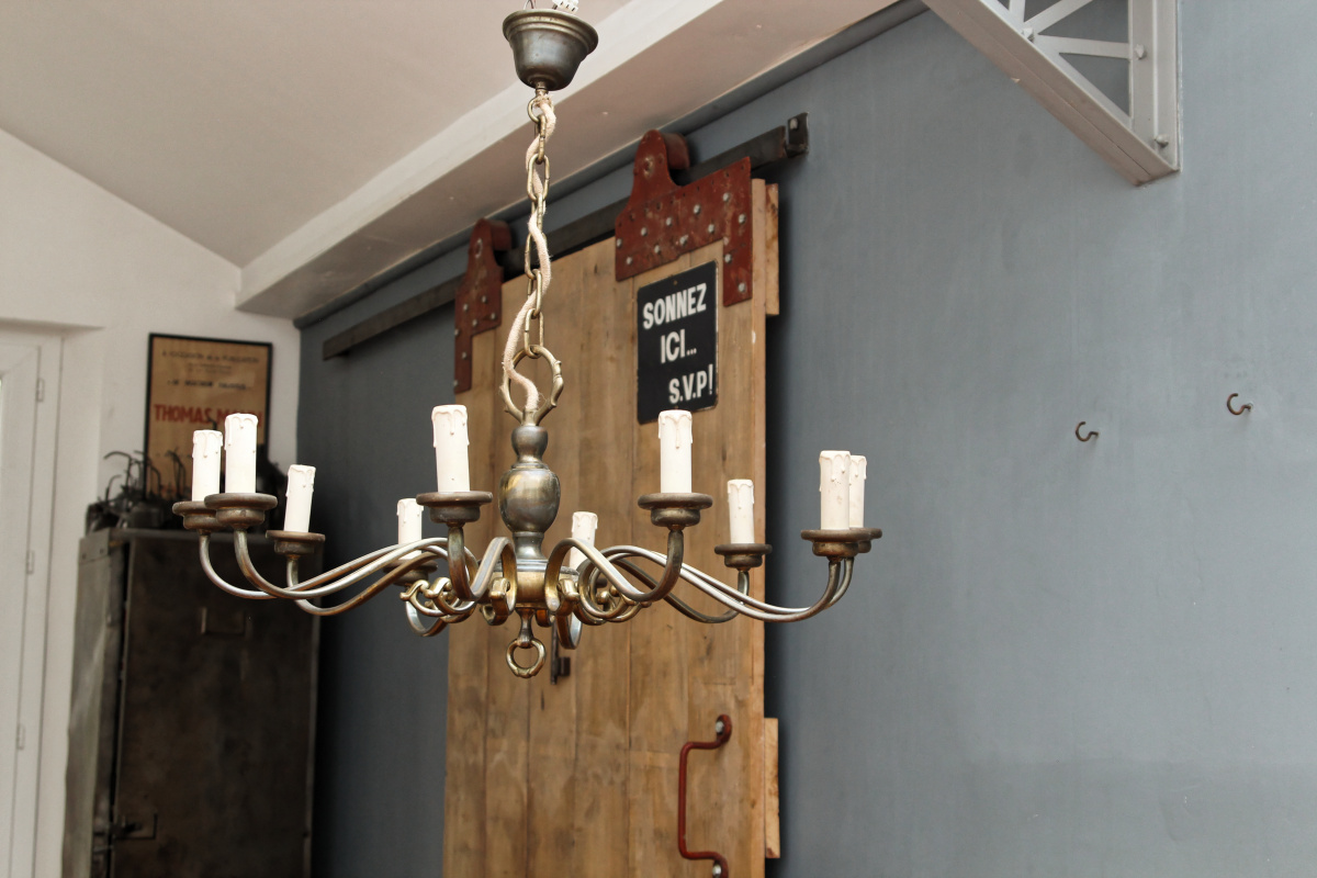 VENDU - Grand lustre en laiton - 10 feux – Image 10