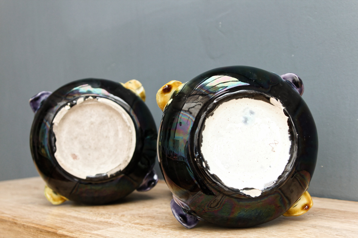 Paire de vases art nouveau - barbotine – Image 5