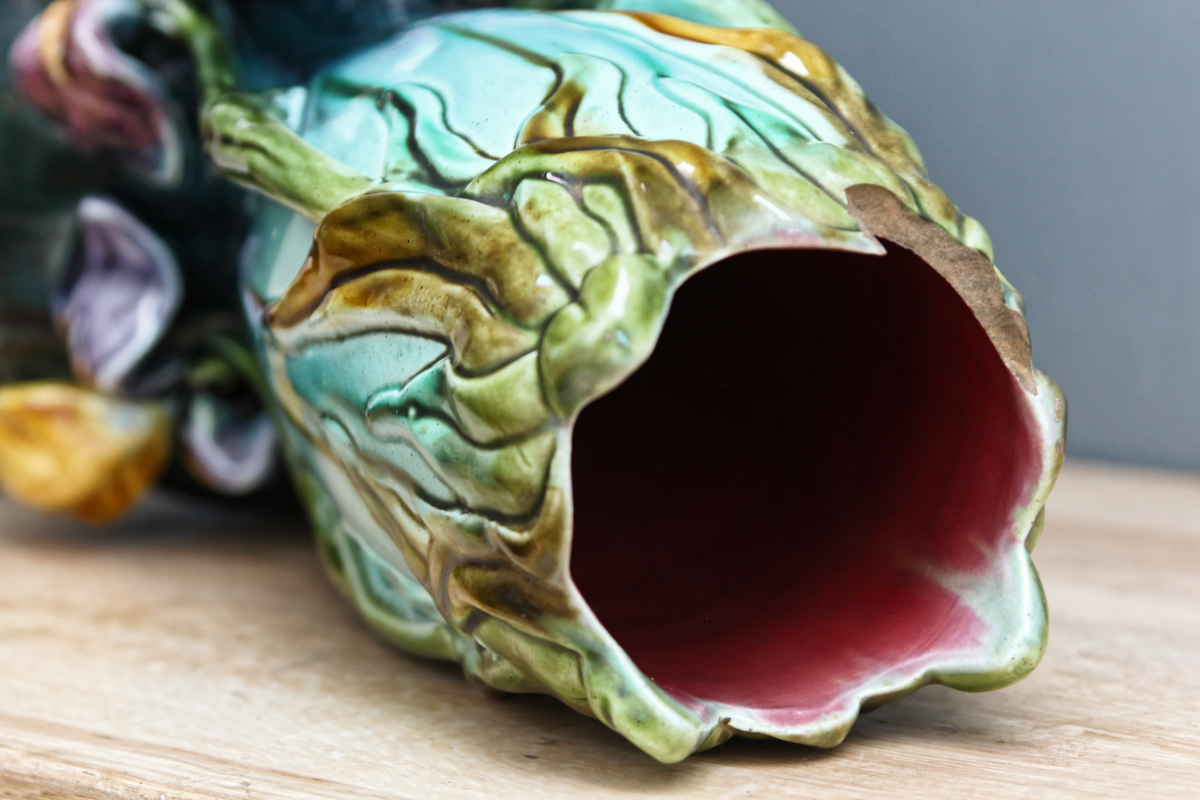 Paire de vases art nouveau - barbotine – Image 6