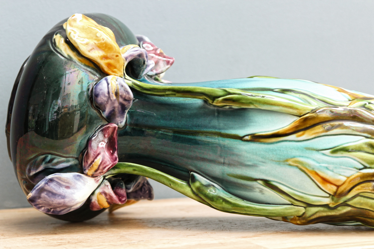 Paire de vases art nouveau - barbotine – Image 8