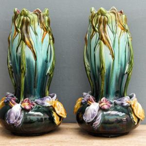 Paire de vases art nouveau - barbotine