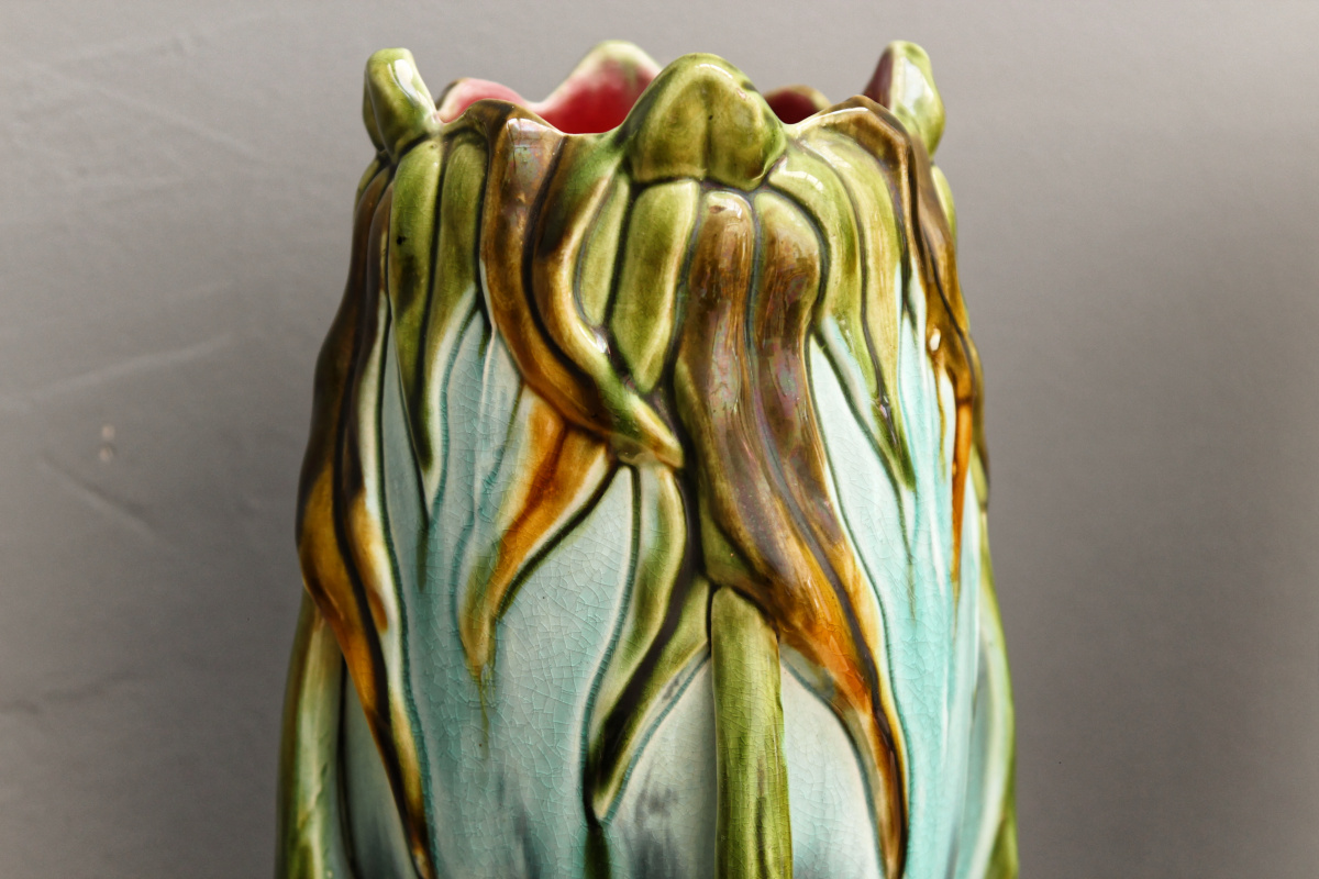 Paire de vases art nouveau - barbotine – Image 12