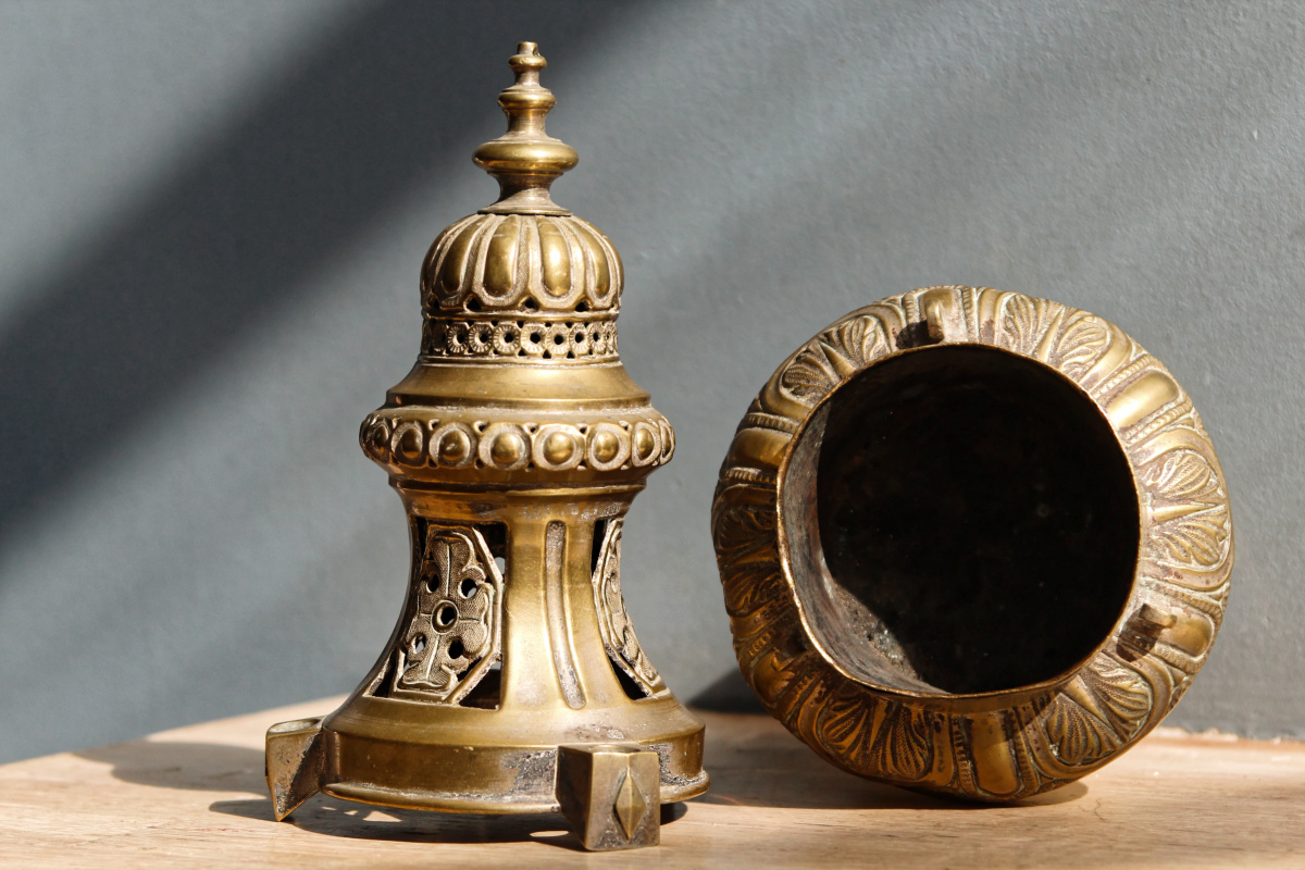 Encensoir, laiton repoussé - 19ème siècle – Image 4