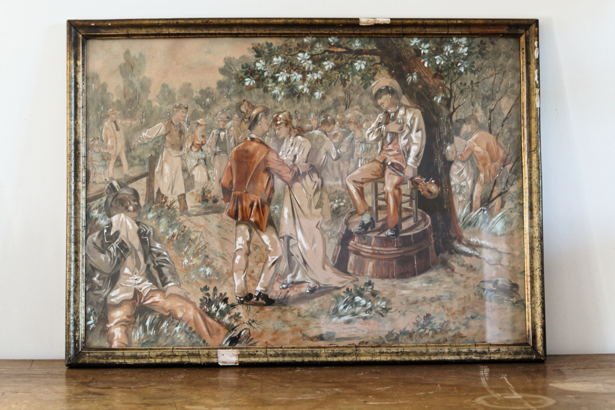 Aquarelle rehaussée, scène de bal – Image 7