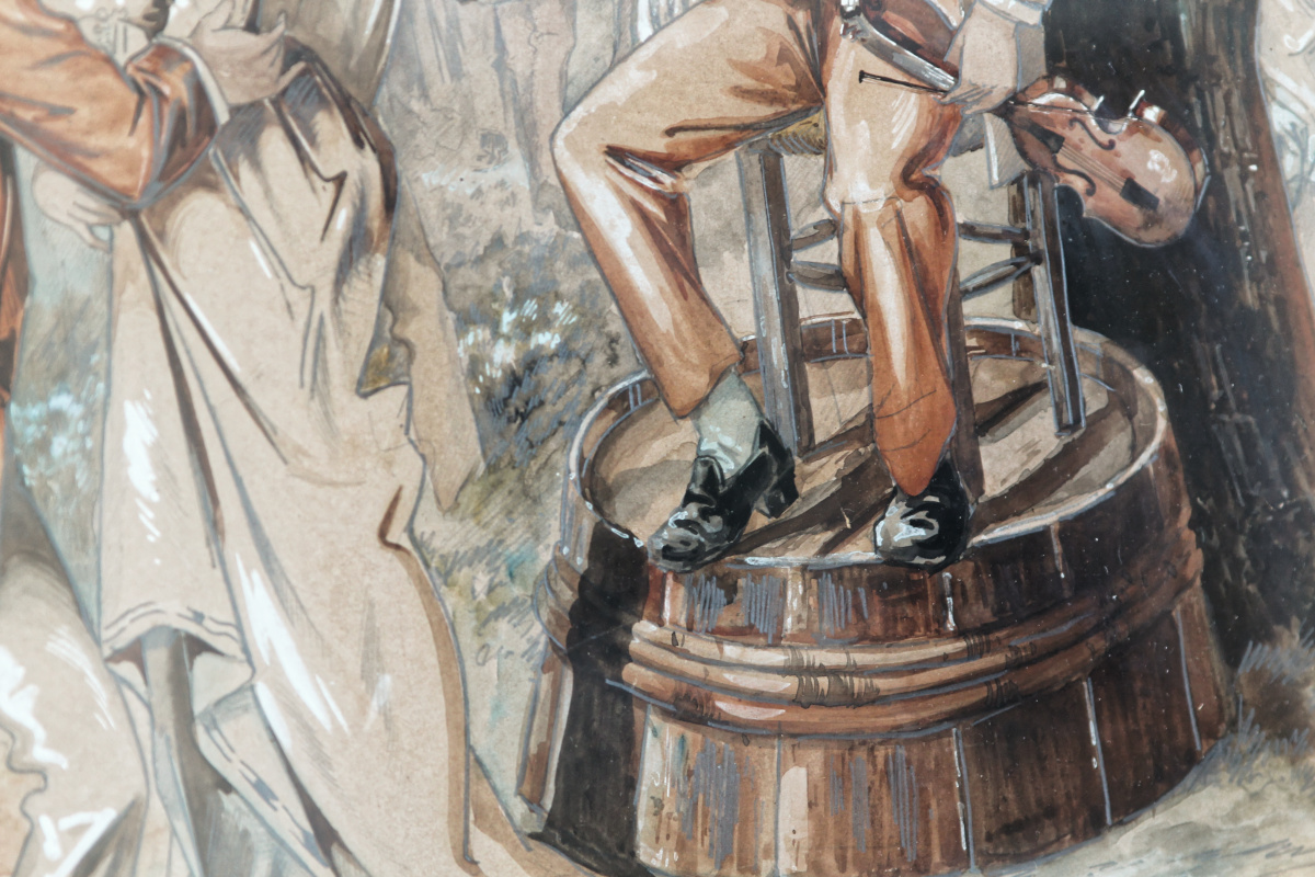 Aquarelle rehaussée, scène de bal – Image 6