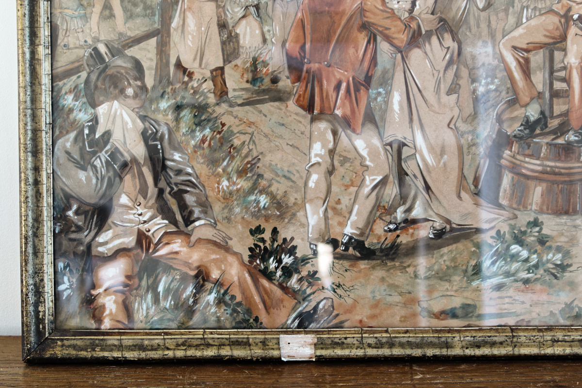 Aquarelle rehaussée, scène de bal – Image 4