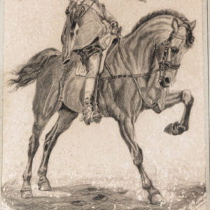 Mousquetaire à cheval - dessin à la mine de plomb