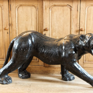 VENDU - Panthère noire - années 60 - Papier mâché et cuir