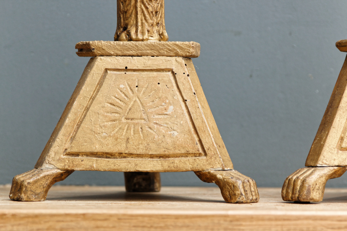 Paire de pique cierges d'église en bois - 18ème siècle – Image 10