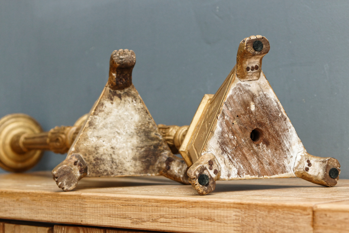 Paire de pique cierges d'église en bois - 18ème siècle – Image 6