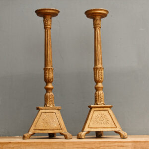 Paire de pique cierges d'église en bois - 18ème siècle