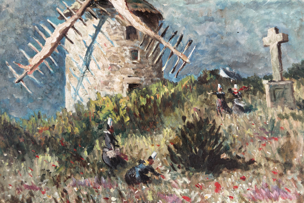 Huile sur panneau - Moulin de Kerné